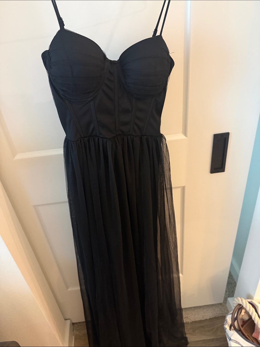 Windsor Black Mesh Bustier Maxi Dress - Women